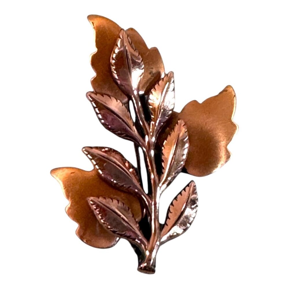Vintage Renoir Matisse Copper Leaf Brooch Pin 2.5" Mid-Century Modern MCM